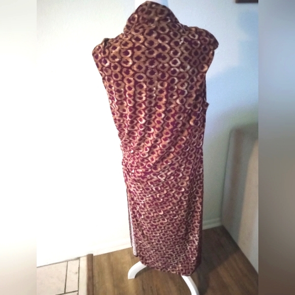 LAUREN RALPH LAUREN  Faux Wrap  Surplice Ruched Midi Dress | 14W - Picture 4 of 6